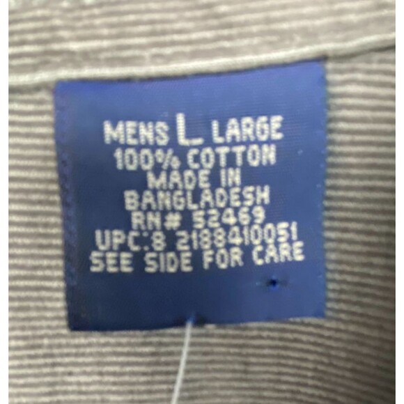 NWT Faded Glory Corduroy Shirt Men Large Gray Button Down 100% Cotton Fall Shirt - Picture 11 of 13